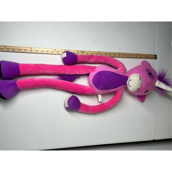 Stretch Kins Pink And Purple Unicorn Plush Toy 30" Tall - Picture 6 of 12